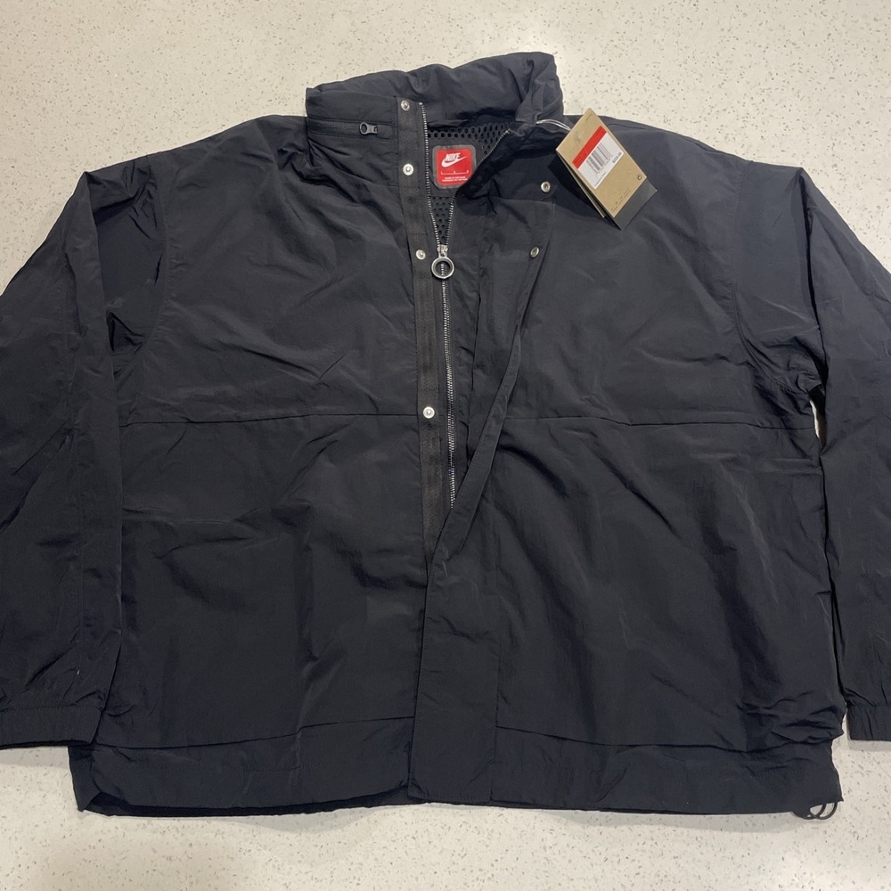 Nike Tech Full-Zip Loose-Fit Black Hooded Jacket Men's‎ Sz Large FZ0714-010 NWT